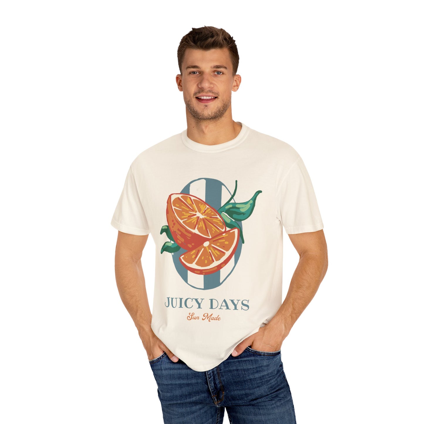 Juicy Days Unisex Garment-Dyed T-shirt, Summer Vibe Shirt, Fruit Graphic Tee, Casual Wear, Gift for Foodies